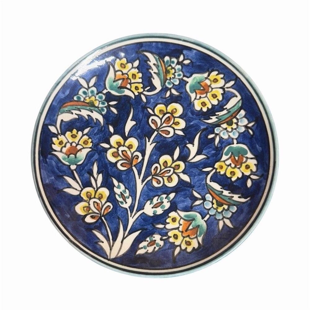 Vtg Jerusalem Armenian Ceramic Plate Hand Painted Karakashian Old City Floral